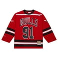 thumbnail image 4 of Unisex Mitchell & Ness Dennis Rodman Red Chicago Bulls Maxxed Out Fashion Hockey Jersey, 4 of 7
