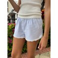 thumbnail image 5 of Michellecmm Women’s Button Front Shorts Casual Elastic Waist Lace Trim Striped Print Lounge Shorts Going Out Shorts, 5 of 7