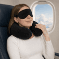 thumbnail image 6 of Kathy Ireland® 3-Piece Memory Foam Travel Neck Pillow Set with eye mask and cozy socks - Navy, 6 of 6