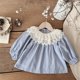 thumbnail image 5 of NEW Spring Girls Blouse Baby Children's Clothes Cute Double Layered Collar Girls Tee Long Sleeve T-Shirt Lace Ruffle Base Shirt, 5 of 6