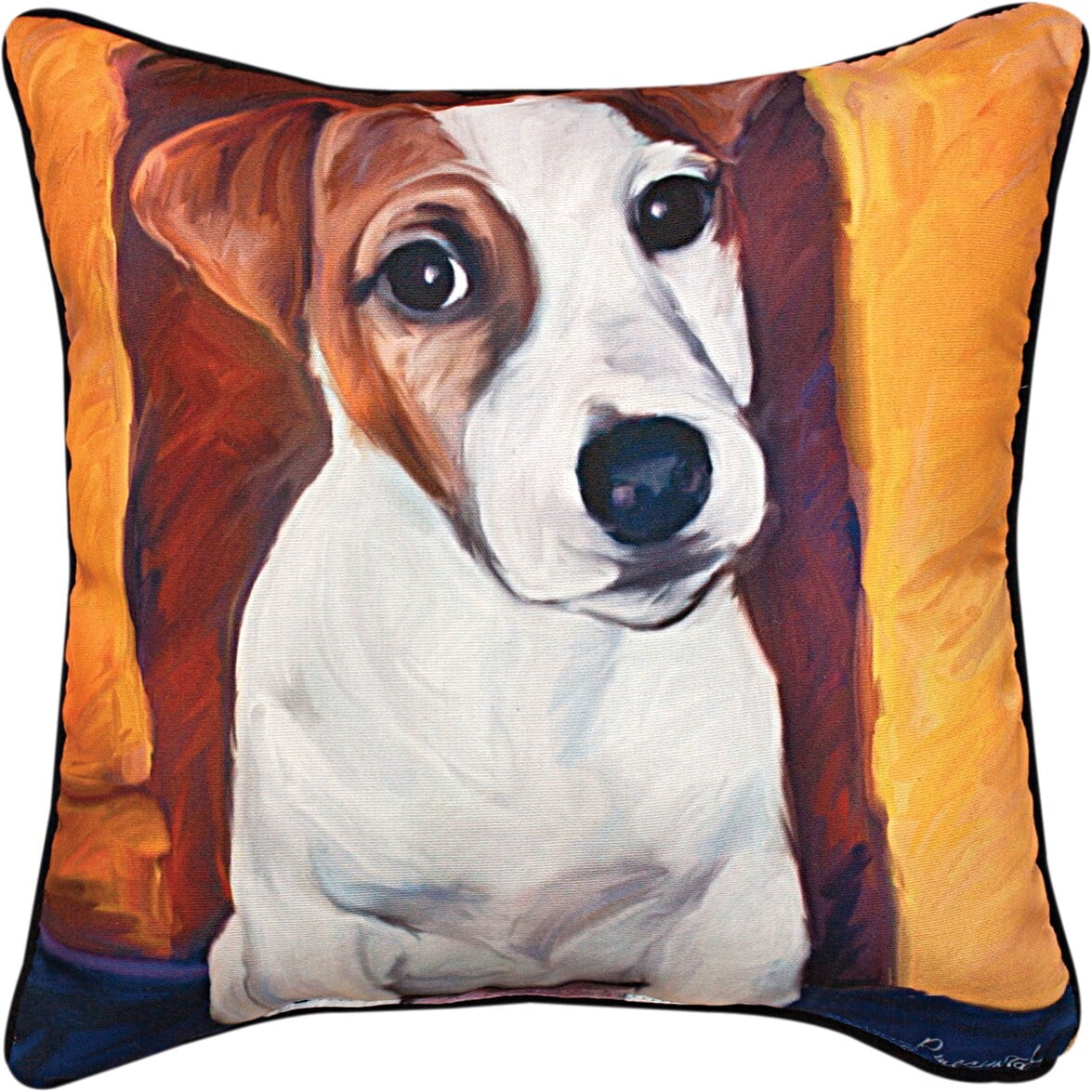 Manual Woodworkers and Weavers Paws And Whiskers Baby Jack Russell Printed Pillow 18 X 18 in.