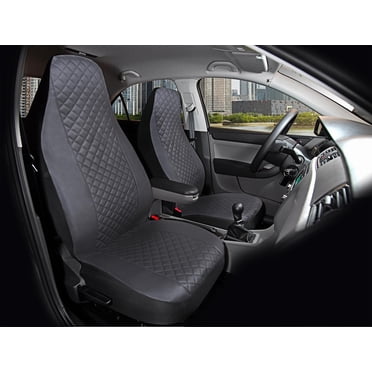 Auto Drive 2Piece High Back Car Seat Covers PU Leather Quilted Black - Universal Fit, SC0985