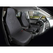 Auto Drive 2Piece High Back Car Seat Covers PU Leather Quilted Black - Universal Fit, SC0985