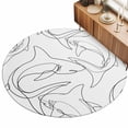 thumbnail image 2 of Round Area Rugs 7Ft, Black White Shark Non-Slip Washable Circle Rugs Carpet, Modern Line Abstract Art Indoor Outdoor Rug Floor Mats Throw Runner for Bedroom Living Room Bathroom, 2 of 8