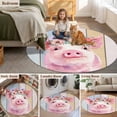 thumbnail image 6 of Farmhouse Pig Round Area Rug 4ft, Spring Floral Farm Animal Wooden Washable Non-Slip Circle Rugs for Bedroom Living Room Kitchen, Soft Non Shedding Circle Carpet for Dining Room Dorm, 6 of 9