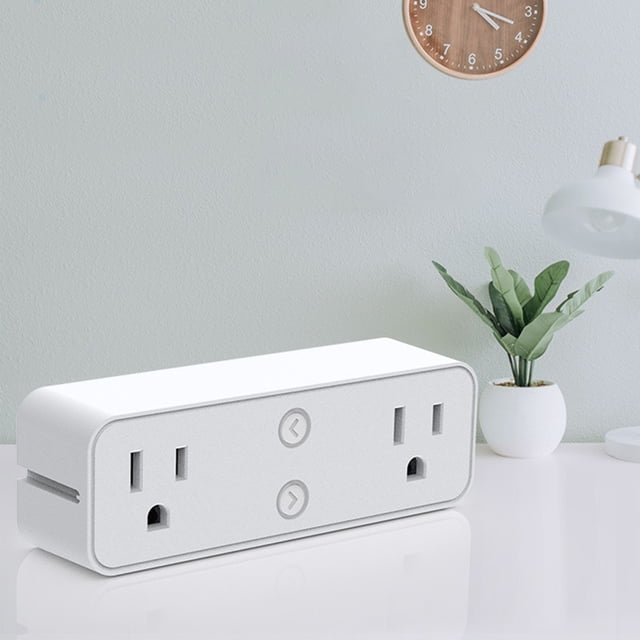 TIMIFIS Smart Plug 10A, WiFi&Bluetooth Outlet Extender Dual Socket Plugs, Remote Control With Timer Function, No Hub Required,2.4G WiFi -