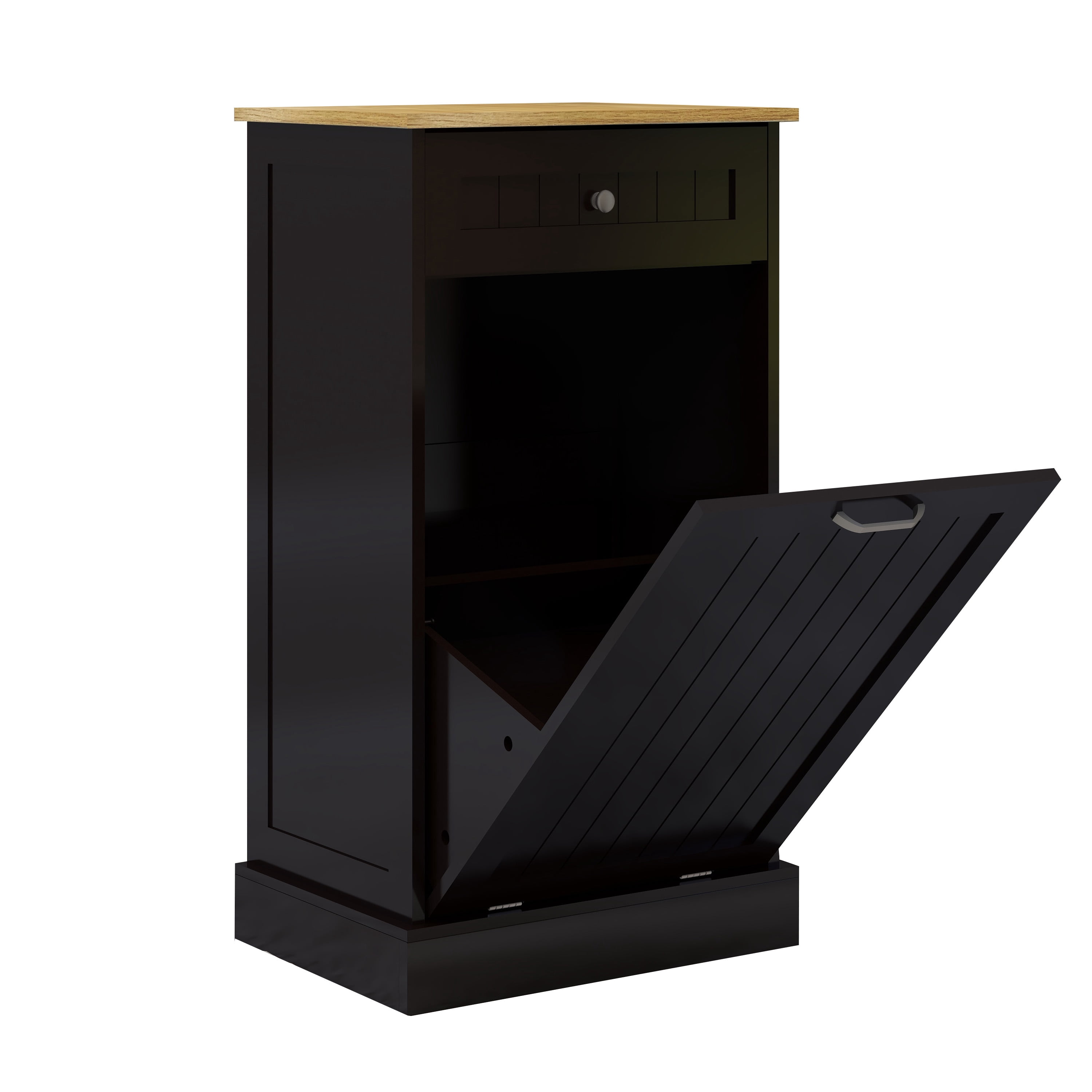 Aukfa Tilt Out Trash Cabinet,10 Gallons Freestanding Kitchen Trash Bin Cabinet,Black