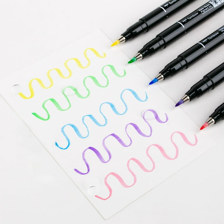 Tombow Fudenosuke Brush Pens - Set of 6, Pastel Colors 