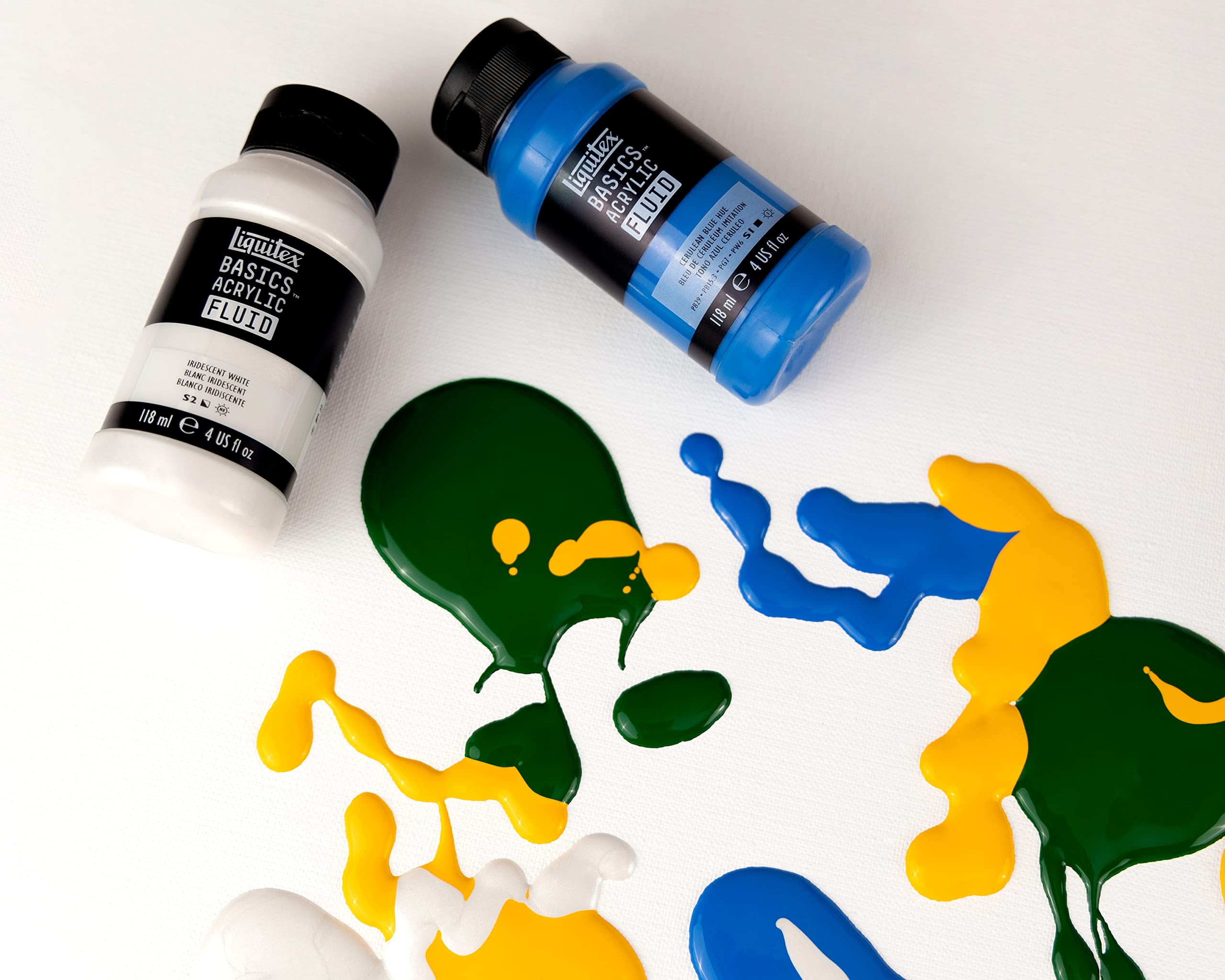 Liquitex BASICS Fluid Acrylic Paint, Basic Colors, 118 mL Bottles, Set of 6