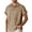 Khaki, variant on Men's Knit Button Down Shirt Vintage Short Sleeve Polo Shirts Casual Beach Tops