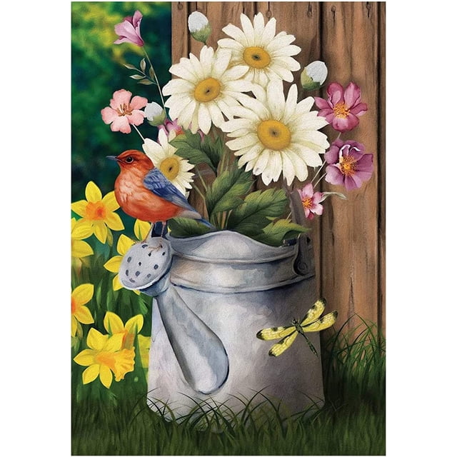 Pintura de diamante botella de flor pintura de diamante completo arte de diamante de flor, pintura de diamante de margarita manualidades decoración de pared del hogar 12x16 pulgadas