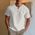 thumbnail image 2 of Men's Linen Short Sleeve V-Neck Cotton and Linen T-shirt, 2 of 11