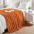 thumbnail image 3 of Home Soft Things Bubble Textured Faux Fur Throw Blanket, Cozy & Reversible, 60x70", Burnt Orange, 3 of 6