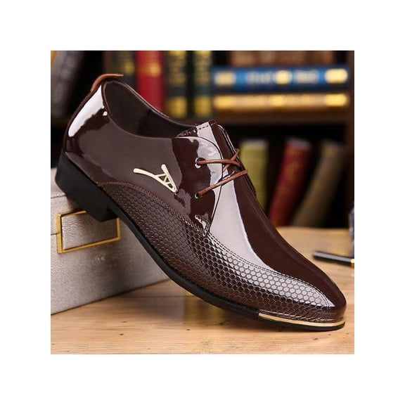 For Men's Business Casual & Fashionable Formal Shoes - Glossy Smooth Leather Upper - Perfect for Office, Wedding, Ceremony