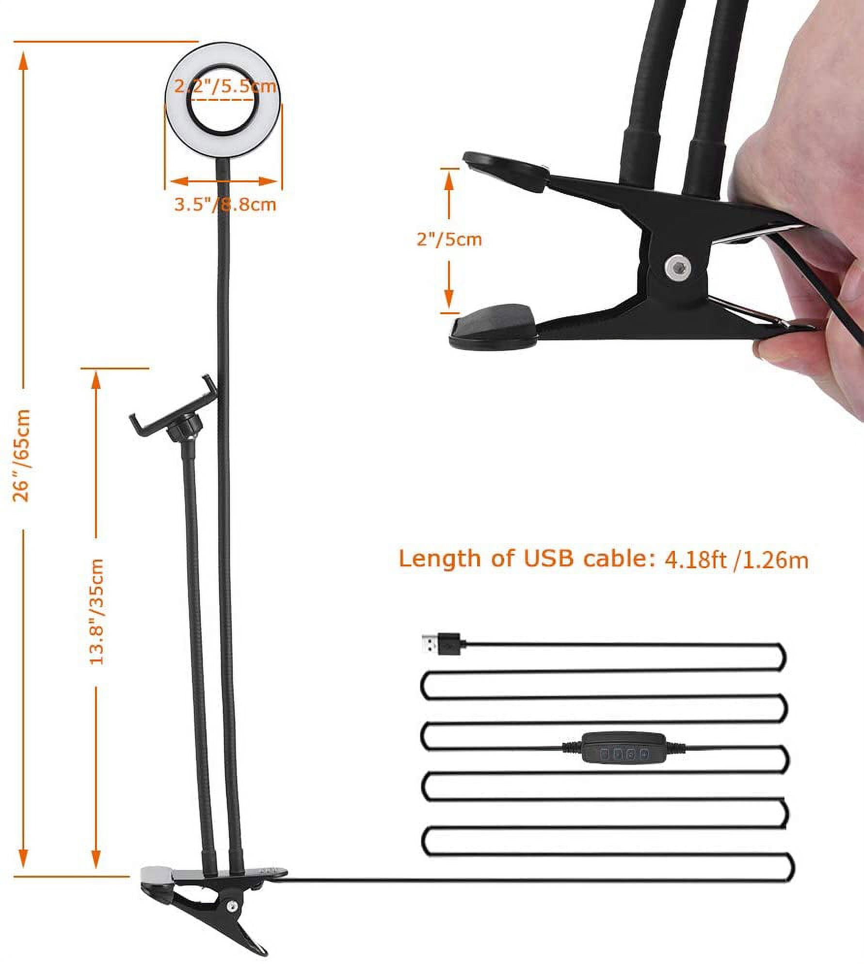 LEDGLE Selfie Ring Light for Live Stream Makeup and YouTube Video Upgraded Ring Light 360° Rotating with Cell Phone Holder Stand 3 Light Modes 10 Level Brightness