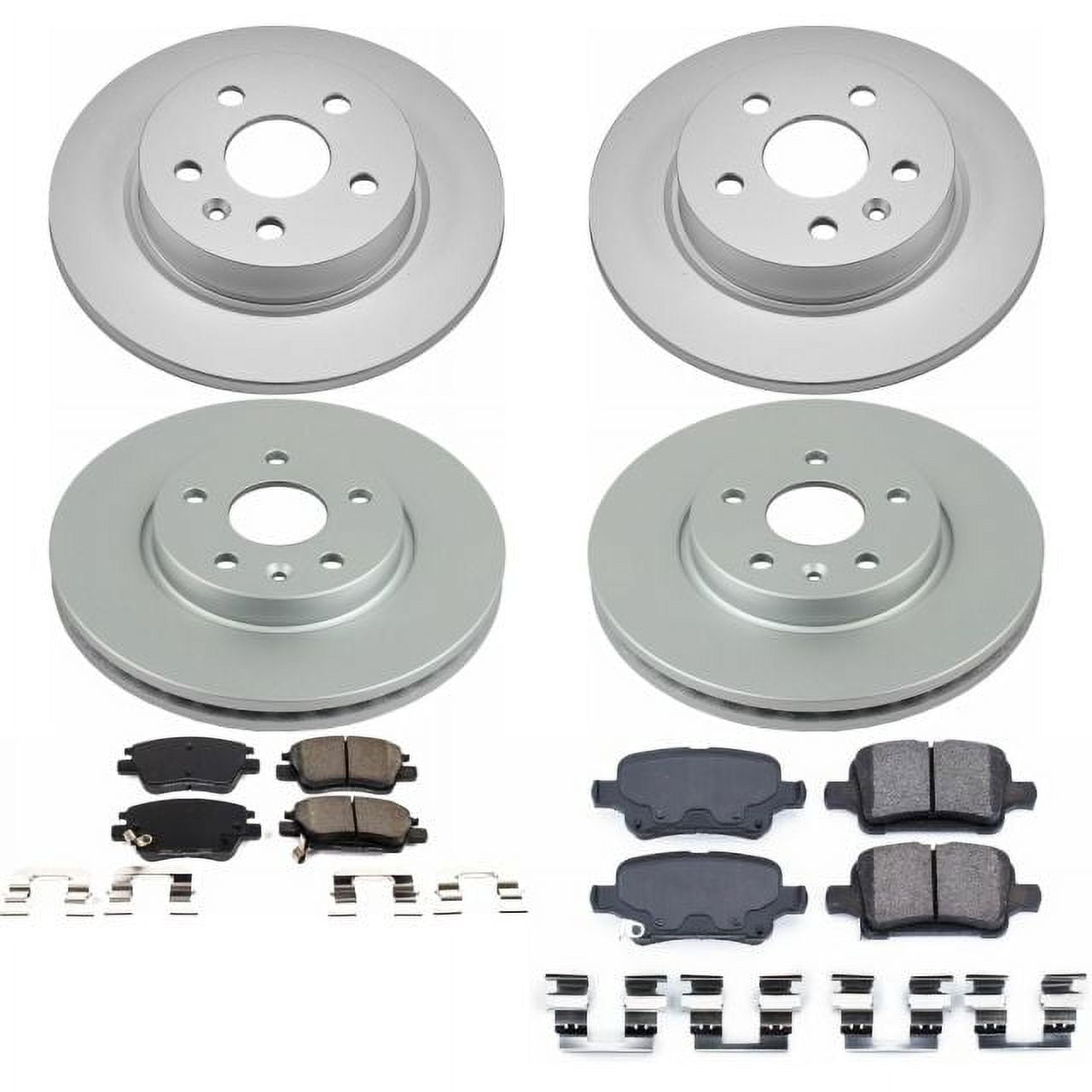 PowerStop Front and Rear Geomet Coated Brake Rotor and Pad Kit Fits: CHEVROLET Select Models CRK7907
