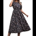 thumbnail image 1 of Vestidos Florales de para Mujer, Estilo Bohemio, Informal, de Verano, con Mangas Abullonadas, Estilo Occidental Negro S, 1 of 8