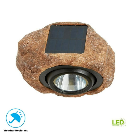 Hampton Bay 1-Light Solar Outdoor Integrated LED 3000K 30-Lumens Rock Spot Light