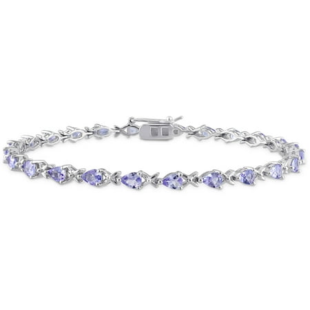 4-1/3 Carat T.G.W. Tanzanite Sterling Silver Tennis Bracelet, 7