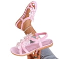 thumbnail image 4 of Fashion Casual Ladies Round Toe Flat Sandals Floral Embellished Back Elastic Band Design Spring Summer Daily Versatile Footwear Pink 7.5(40), 4 of 9
