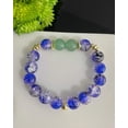thumbnail image 3 of 10mm Royal Blue Crackle Glass Bracelet w Green Aventurine  Gold Filled beads, 3 of 4