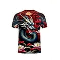 thumbnail image 6 of Men's Dragon Printed T-Shirt, Casual Short Sleeve Round Neck T-Shirt, Men's Outdoor Wear, 6 of 6