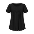 thumbnail image 6 of Stylish Olyvenn Womens Shirts Dressy Casual Summer Tops Puff Sleeve Work Blouses Pleated Front Trendy Tshirts Loose Fit Tunic Tops Black XXL, 6 of 7