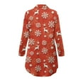 thumbnail image 4 of Yuyamidu Womens Christmas Nightgowns Reindeer Long Sleeve Pajama Top Snowflake Night Gowns Casual Button Down Night Shirts for Women Sleepwear Size M, Red, 4 of 7
