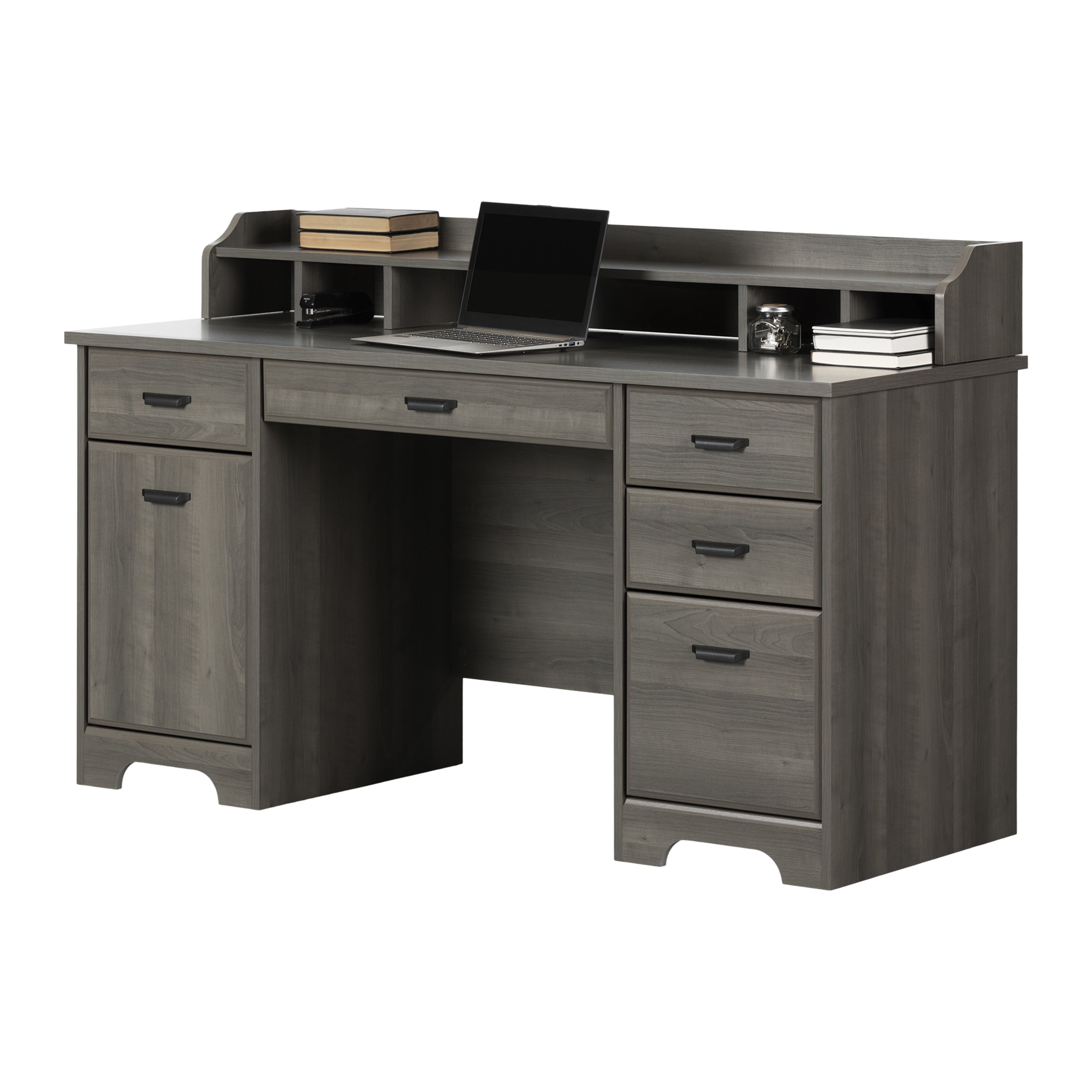 South shore versa computer on sale desk with hutch gray maple