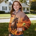 thumbnail image 3 of Uorisanigo Girls Half Zip Pullover Sweatshirt Casual Sunflower Horse Long Sleeve Lapel Zipper Sweatshirt Soft Lightweight Oversized Sweatshirts Pullover Jackets Outerwear Size 13-14, 3 of 7