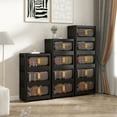 thumbnail image 6 of Black 4-Tier Folding Storage Cabinet: 24" Side Wide, Collapsible Bins with Magnetic Door, Wheeled Plastic Cabinet (23.62"×13.78"×48.43"), 6 of 13