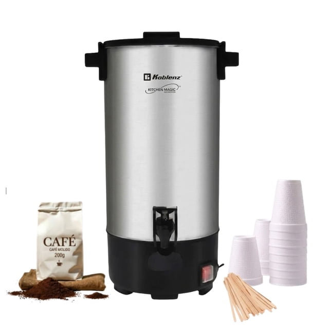 Combo cafetera precolador Koblenz + 200g café molido + 25 vasos desechables + revolvedores