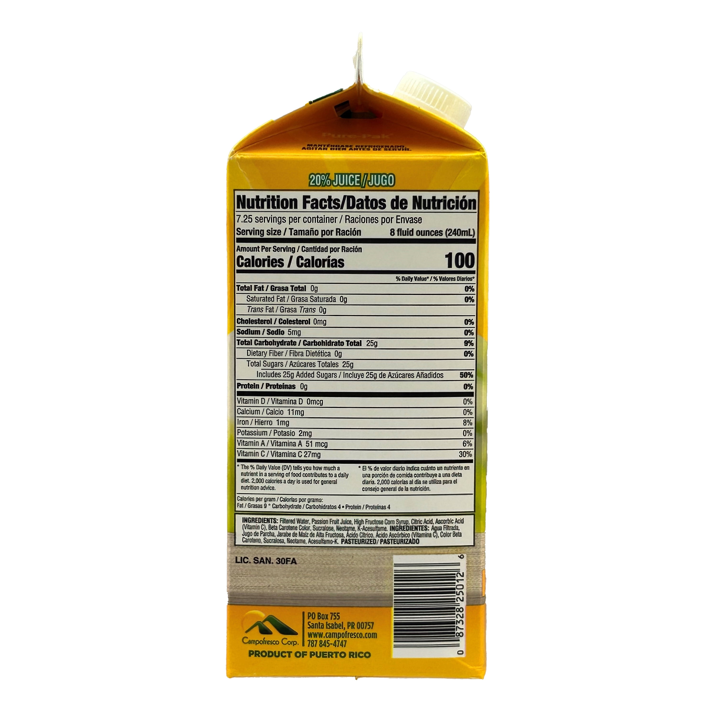 Caribik Sun Passion Fruit Premium, 100% Vitamin C, 58 fl oz, Fruit Refrigerated Juice