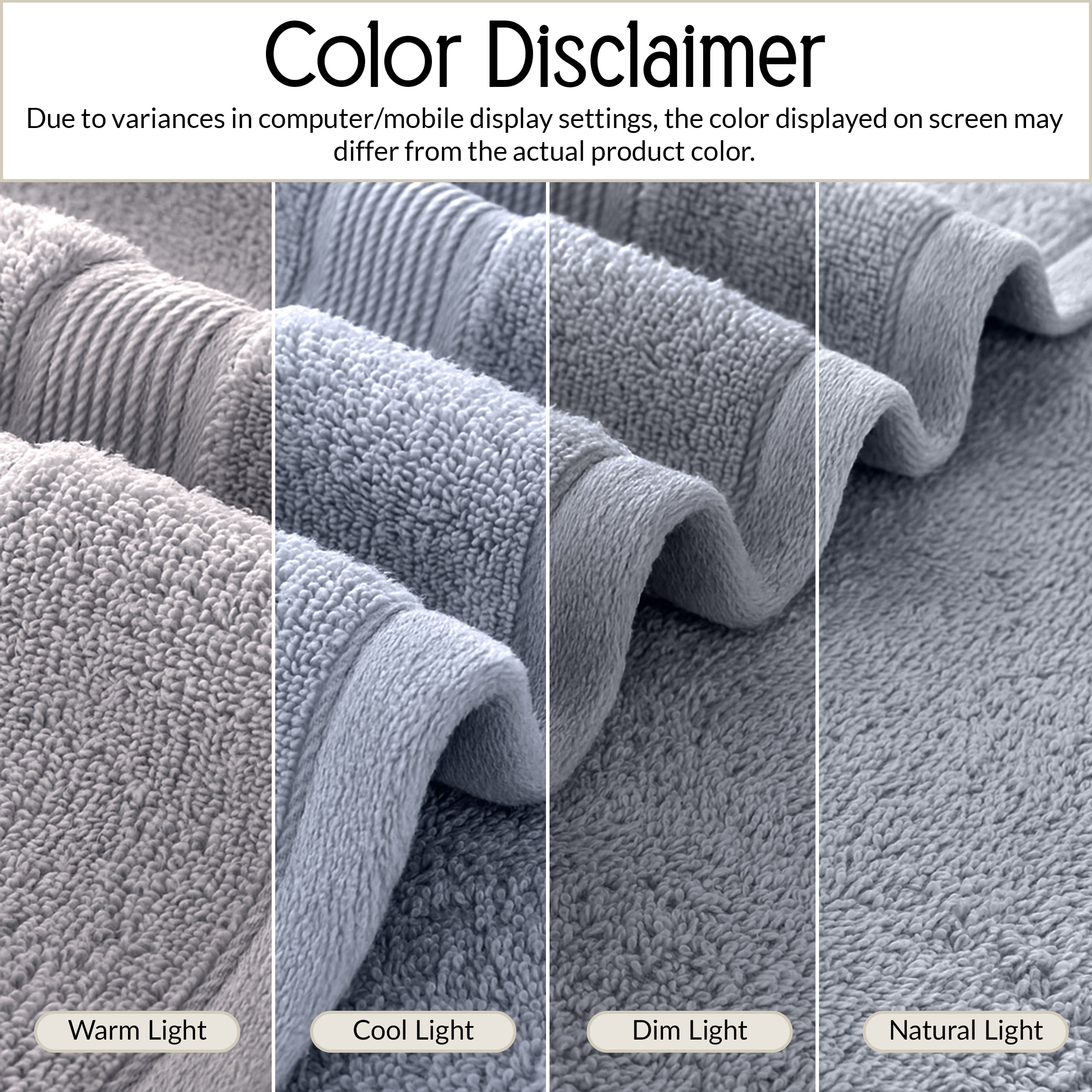 Lux Decor 6 Piece Bath Towel Set 525 GSM, 100% Cotton Towels for Bathroom, Spa & Hotels - Zero Twist 2 Large Bath Towels, 2 Hand Towels & 2 Washcloths – Quick Dry & Highly Absorbent - Grey