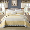 thumbnail image 1 of DDUOXIN Floral Quilts King Size - 100% Cotton Reversible King Quilt with 2 Pillow Shams, Farmhouse Soft Bedspreads Lightweight King Quilt Bedding Set, Yellow Gray, King, 1 of 4