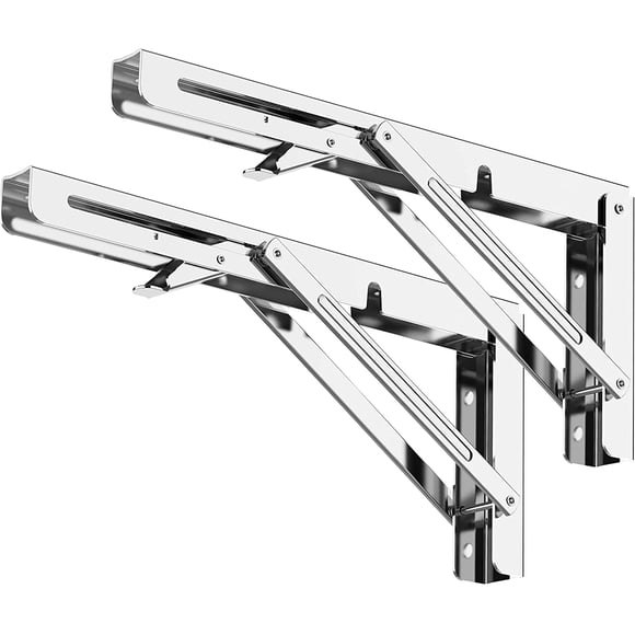 Équerre Pliante 300 mm, Supports d' Étagères Pliants Charge Maximale 120kg, Support Console Pliable En Acier Inoxydable, Equerre Pour Etagere Murale (2Pcs)