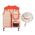thumbnail image 3 of Kits de explorador para niños, chaleco y sombrero para cosplay para fiesta de Halloween, juguetes educativos para juegos de rol, equipo de campamento, rojo, 3 of 8