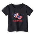 thumbnail image 4 of Bysome American Flag Shirt For Girls Toddler Love Heart Letter Flag Print Tshirts Crew Neck Short Sleeve Casual Comfortable Summer Girls Tops Black Size 18-24 Months, 4 of 4