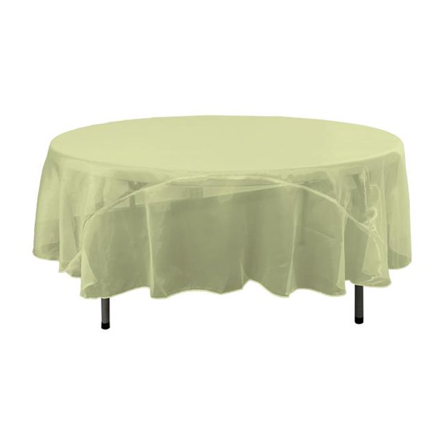 LA Linen TCOrgz90R-SageO19 Nappe Ronde en Organza Transparent, Sauge - 90 Po.