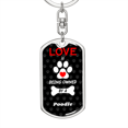 thumbnail image 5 of Poodle Stainless Steel or 18k Gold Premium Swivel Dog Tag Keychain, 5 of 16