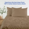 thumbnail image 2 of 1000 Thread Count 4 Pcs Bed Sheets Set Solid Egyptian Cotton California King Size 15 Inches Deep Pocket Taupe Solid Cotton Sheets, 2 of 5