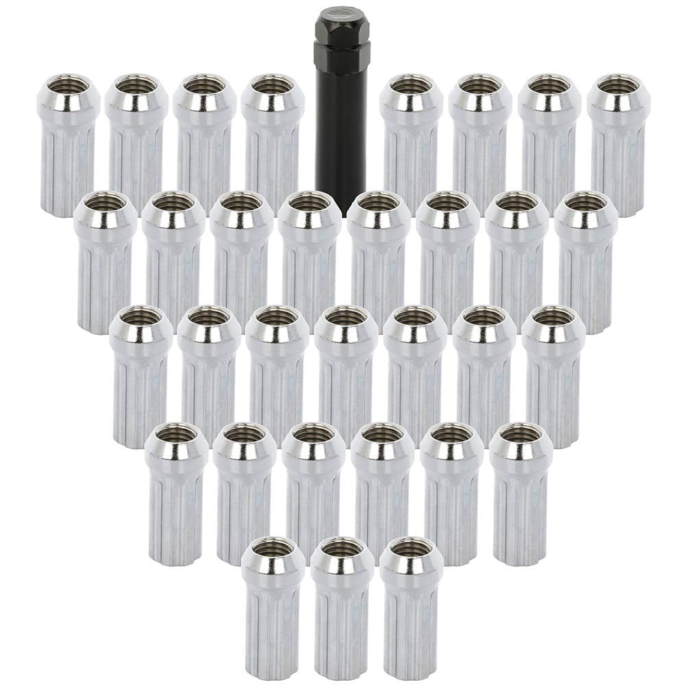 1 Key for 13/16 Drive 14x2 Thread Closed End,Fits for 1999-2002 Ford Excursion/F-250 Super Duty/F-350 Super Duty SCITOO 32 PCS Chrome Lug Nuts Spline