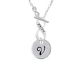 thumbnail image 1 of Large Script Letter - V - 3/4'' Disc - To Infinity Faith Toggle Necklace, 1 of 2