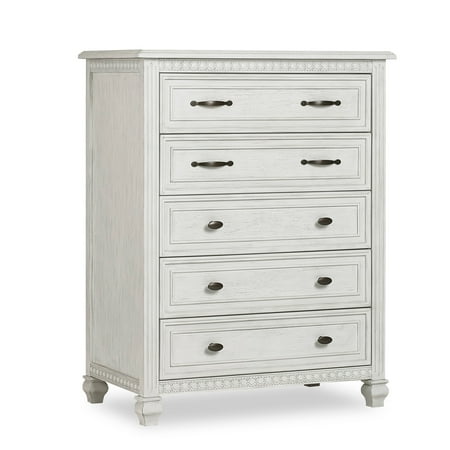 UPC: 0693892468180 | Evolur Madison Tall Chest Antique Grey Mist 5 Spacious Drawers