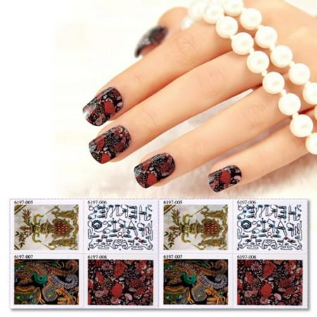 BMC 8pc Assorted Design DIY Gel Nail Polish Art Sticker Stamps - Crest Set