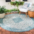 thumbnail image 2 of SAFAVIEH Courtyard Kebo Traditional Indoor/Outdoor Area Rug, 5'3" x 5'3" Round, Teal/Cream, 2 of 9