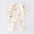 thumbnail image 2 of KPOPLK Baby Pajamas with Mitten Cuffs Tie Front 3 6 9 12 18 Months Infant Newborn Cotton Long Sleeve Footie Pjs Outfit Size 1-3 Months, 2 of 4