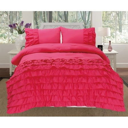 Empire Home 3 Piece Katy Pleated Ruffled Comforter Set Queen