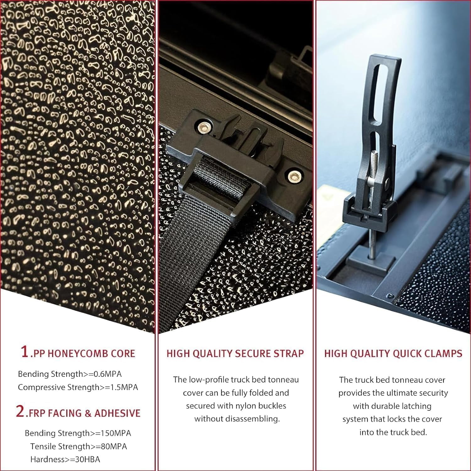 TPA FRP Hard Tri-fold Truck Bed Tonneau Cover Compatible with 2016-2026 Toyota Tacoma 5 ft (60.5") Bed w/OE Track System, Waterproof, w/o Trail Special Edition Storage Boxes