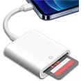 thumbnail image 1 of Lector de tarjetas SD para iPhone iPad Cámara de seguimiento Lector de tarjetas SD Adaptador de tarjeta de memoria para fotografía Plug and Play, 1 of 5